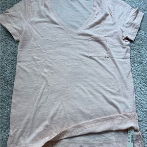 Madewell Light Pink V-Neck Tee with Pocket